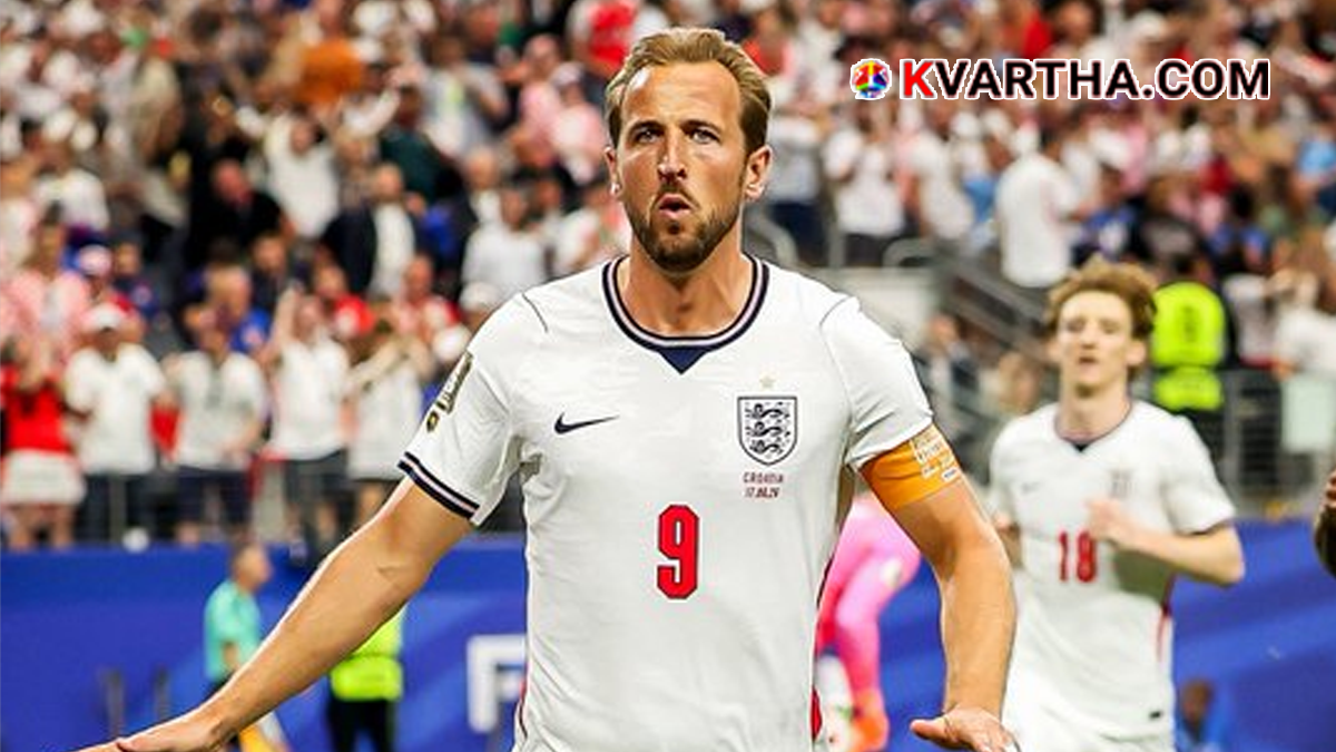 England captain Harry Kane celebrating a goal.