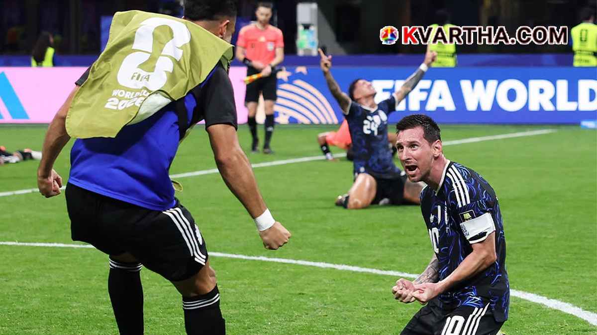 Argentina football team celebrating the victory