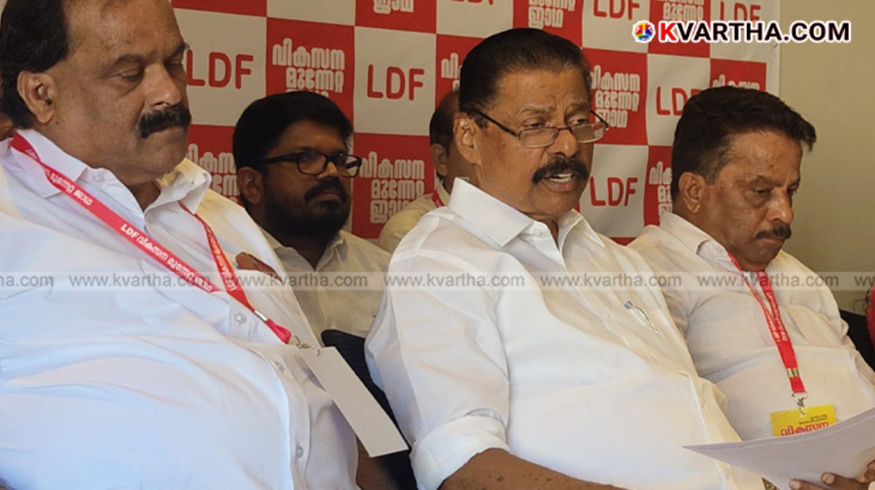 MV Govindan addressing the media during the LDF Jatha in Mattannur.