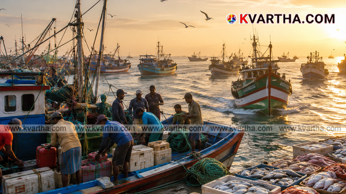 Image representing mechanized fishing boats preparing to sail as the trawling ban ends in Kerala