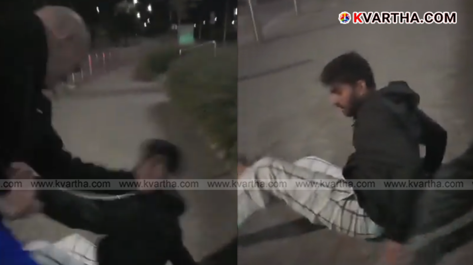 A still image from a viral video showing an Indian man being physically assaulted in Dublin.