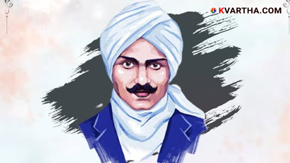Portrait of Mahakavi Subramanya Bharathi, a prominent Tamil poet.