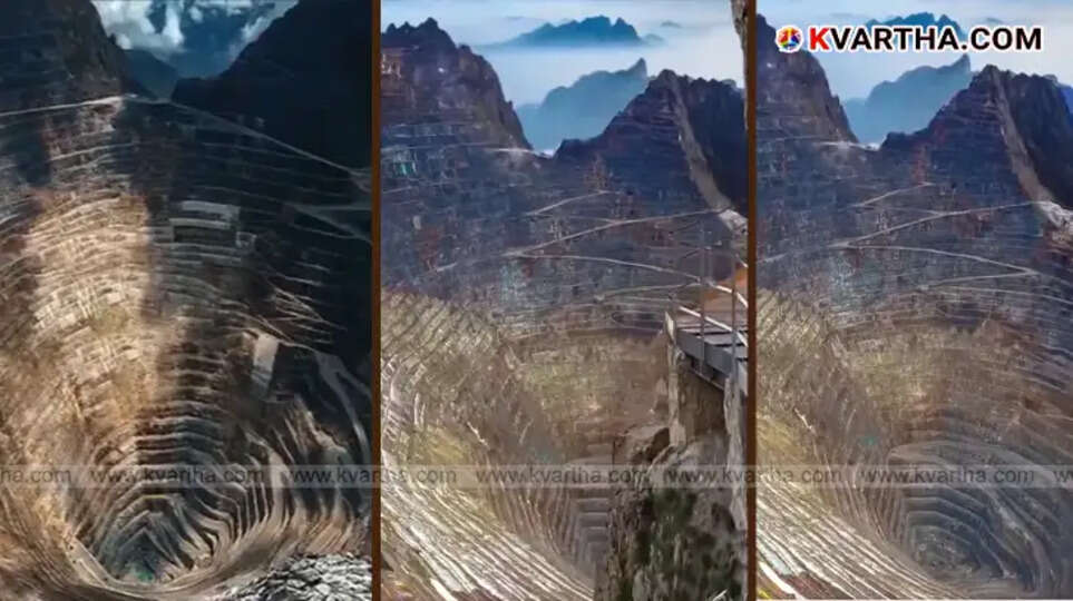 Aerial view of Grasberg gold mine in Papua, Indonesia, showing mining operations and surrounding landscape.