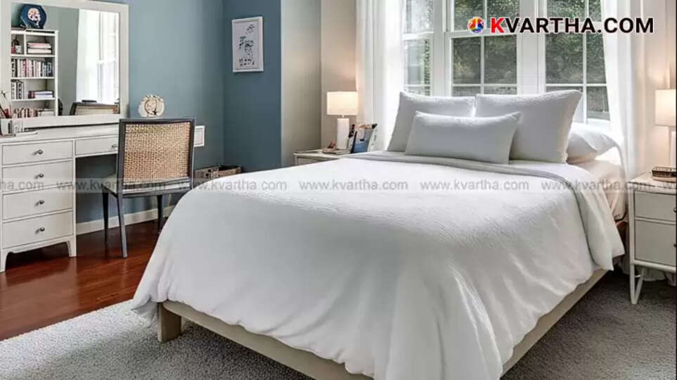 A clean and tidy bedroom, symbolizing a healthy sleeping environment.