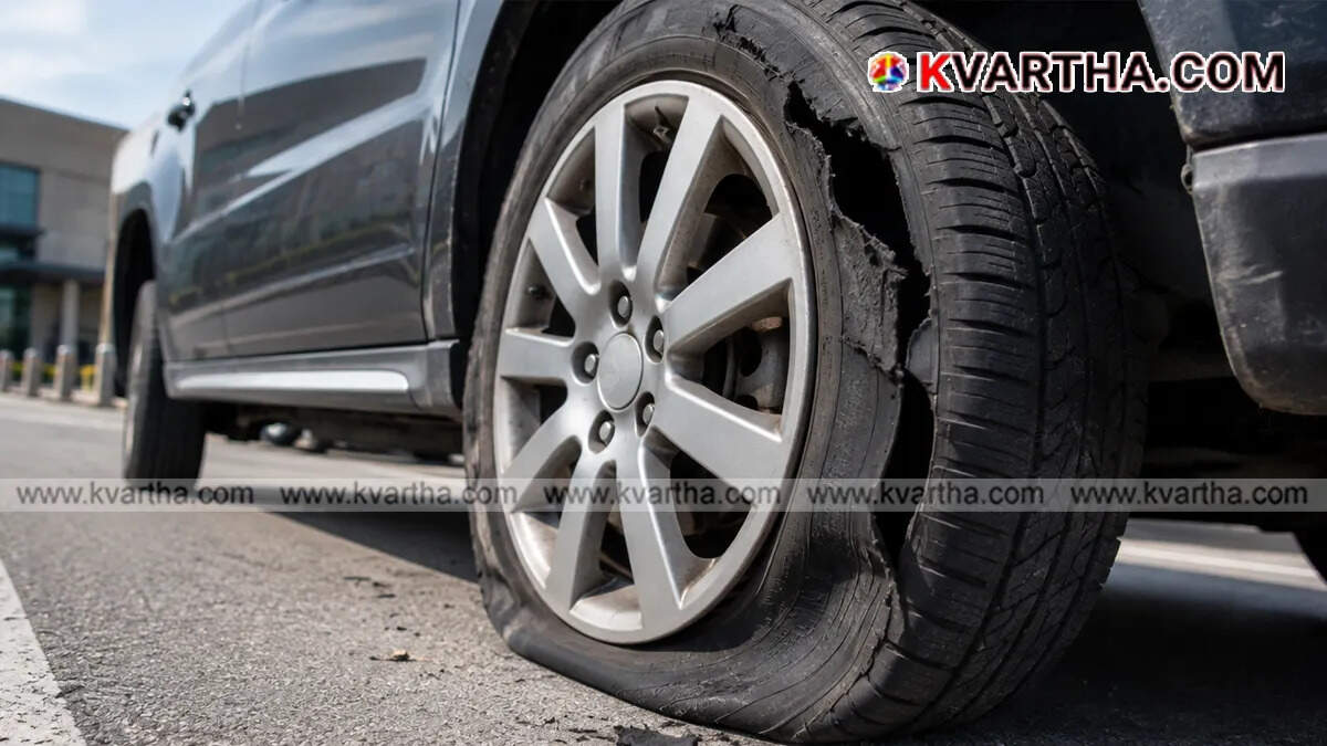 Representative image of&nbsp;Car with a damaged tire&nbsp;
