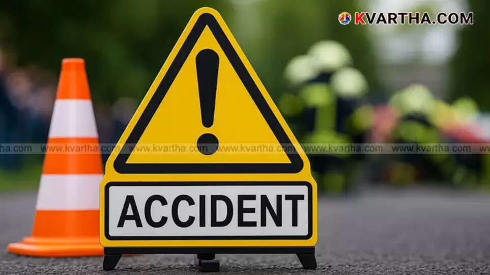 Damaged car after collision with a bus.