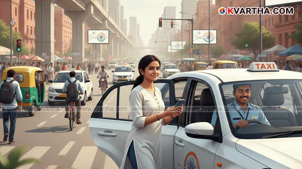  Digital taxi booking concept in India