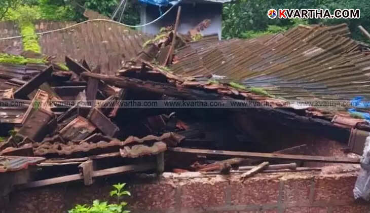 Damaged house in Payyanur due to heavy monsoon rains