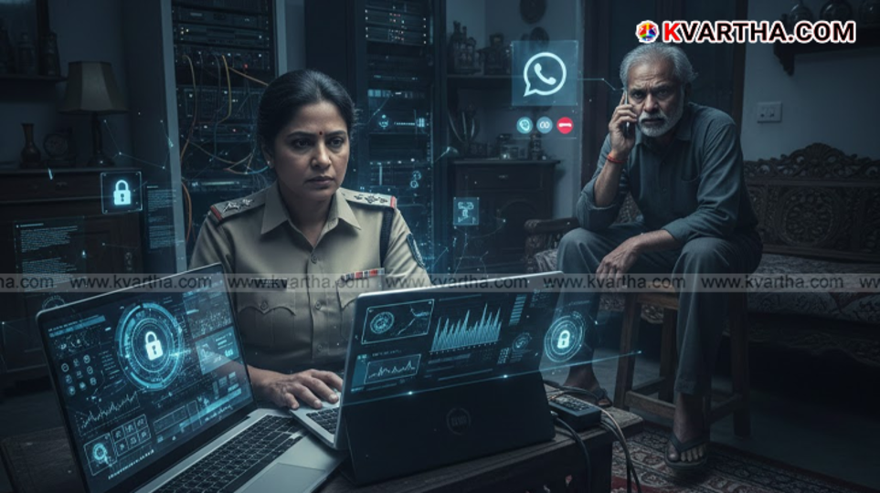  Conceptual image of a person being threatened over a video call, representing digital arrest scam.