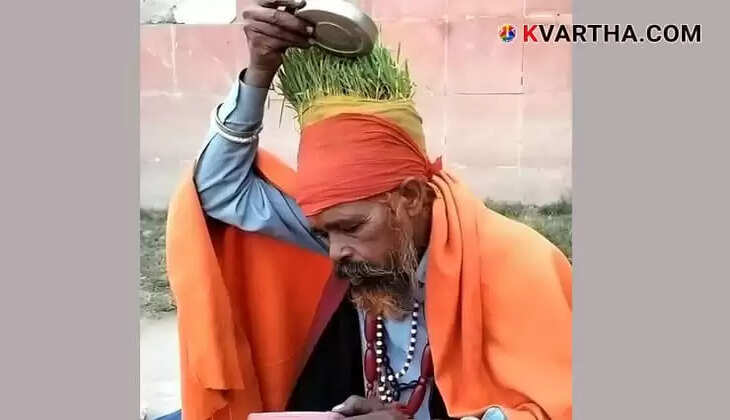 Sadhu with crops on his head