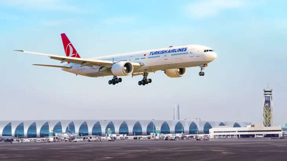 A photo of the flight takeoff at Dubai International Airport.