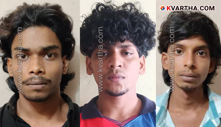 Police arresting three young men in a POCSO case in Kannur.