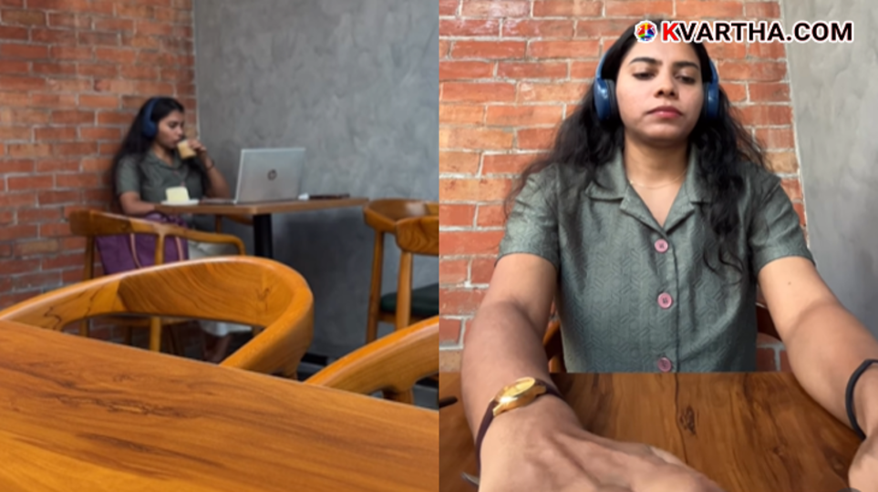 A woman working on a laptop at a trendy Bengaluru cafe representing the viral 'Cafe Culture' trend of 2026.