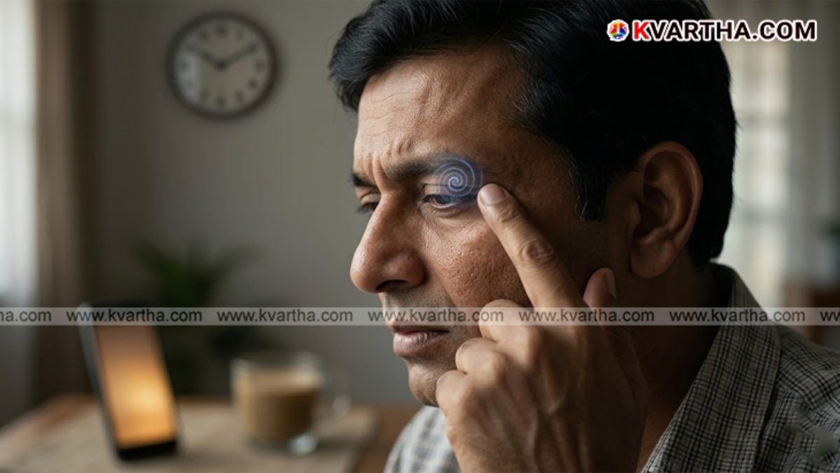 A person experiencing involuntary eyelid twitching due to stress