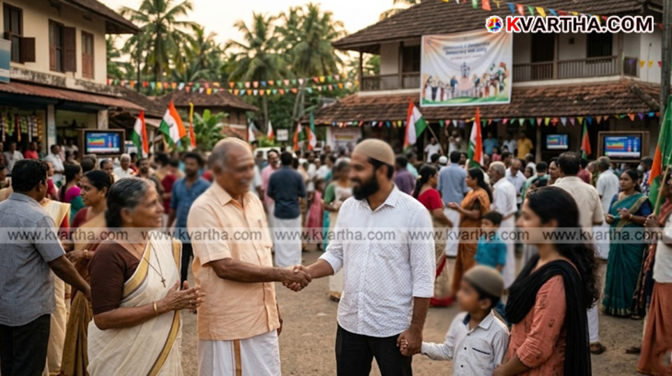 Voters in Kerala standing in line, representing a diverse and secular community.