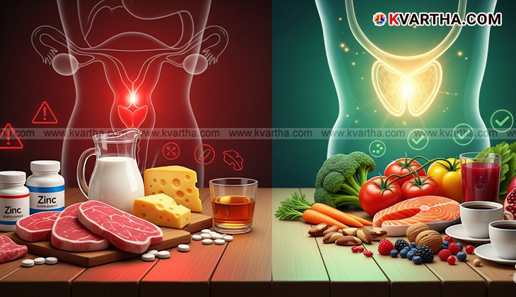 A variety of healthy foods like tomatoes, broccoli, and nuts.