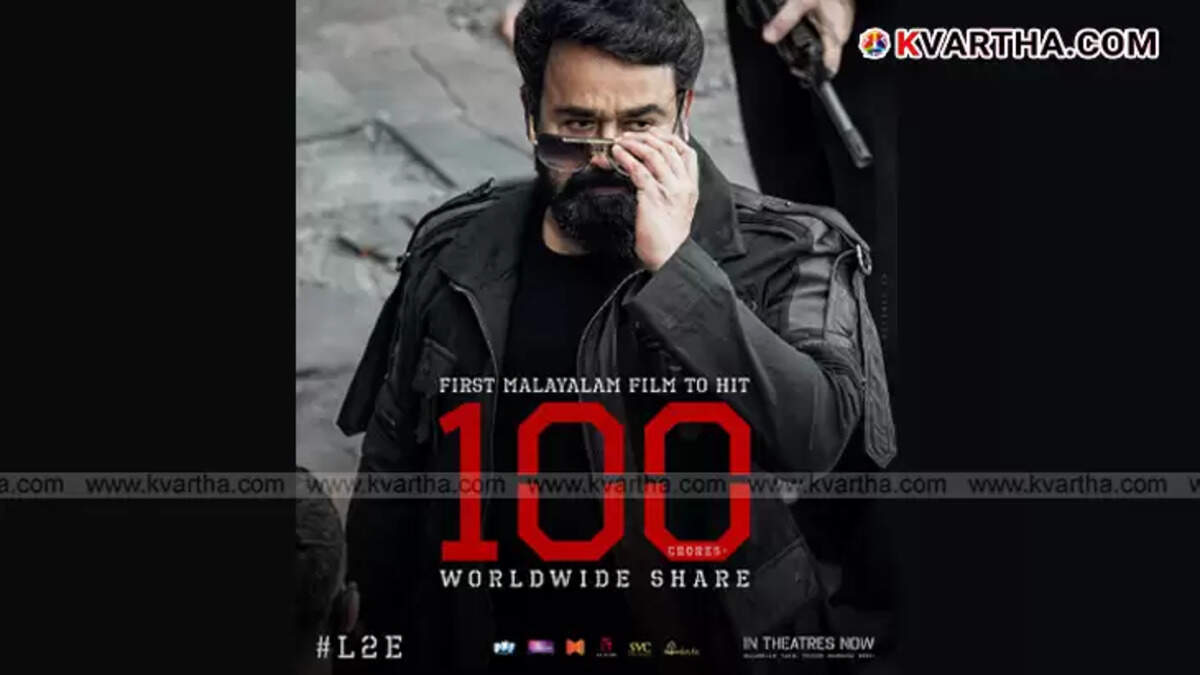 Poster of the movie Empuraan, which earned 100 crore theater share