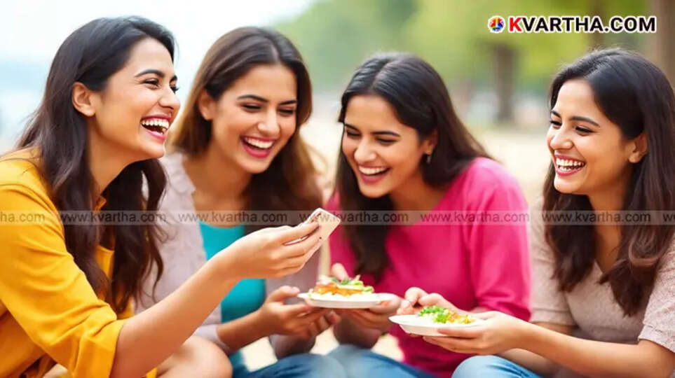 A group of female friends laughing together, celebrating National Girlfriends Day.