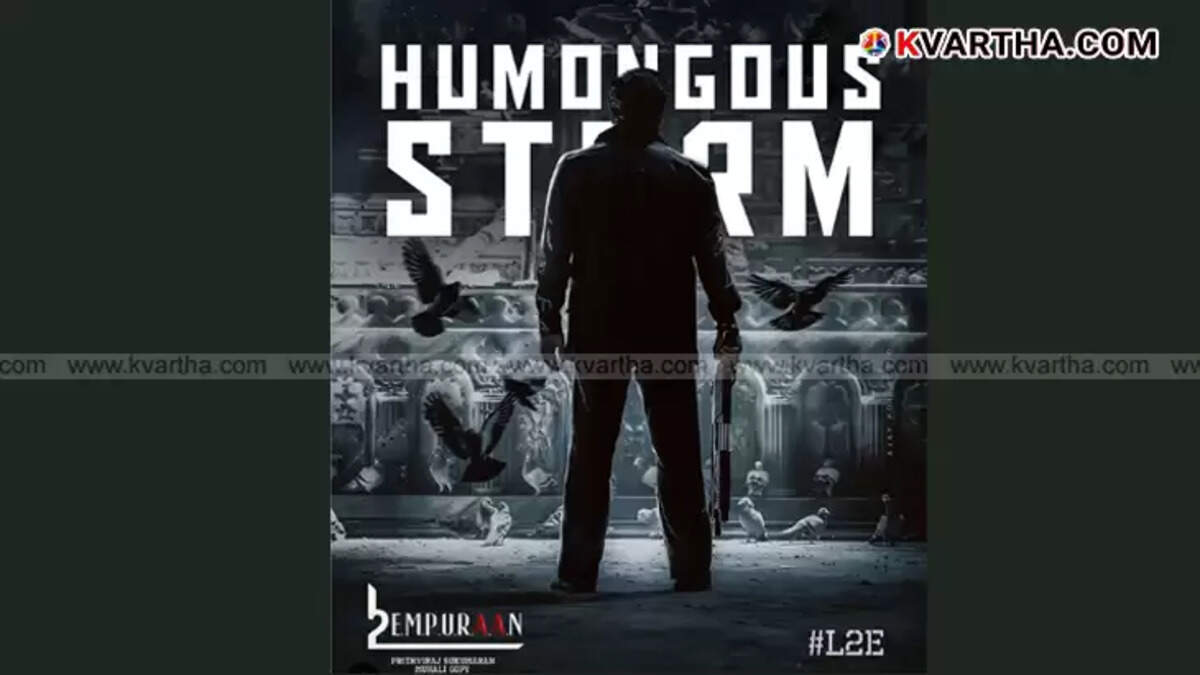 Empuran movie poster showing Mohanlal and Prithviraj.
