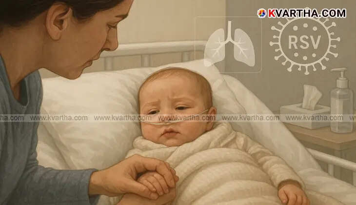 Illustrative image of an infant suffering from respiratory symptoms, representing RSV virus infection.