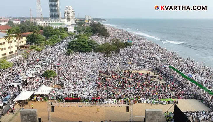 Massive crowd at the Waqf protection rally in Kozhikode