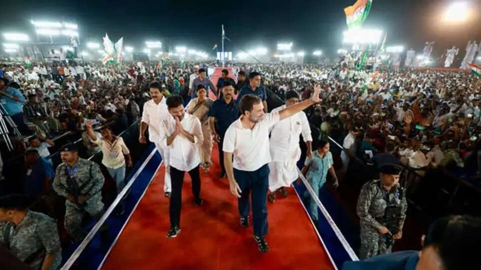 Rahul Gandhi addressing a rally