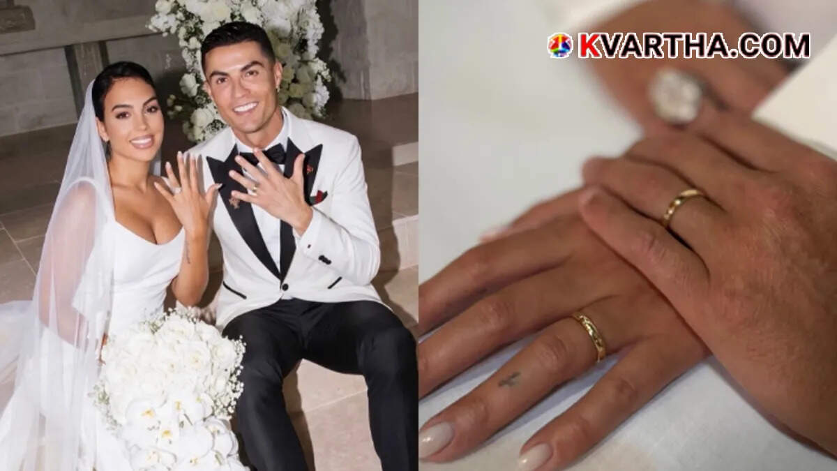 Conceptual image showing Cristiano Ronaldo and Georgina Rodriguez wedding celebration in Lisbon
