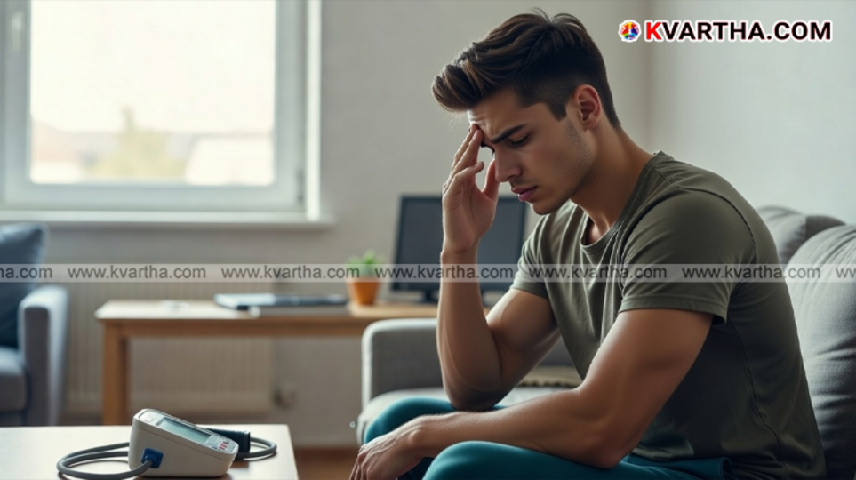 A young professional holding his head in stress.