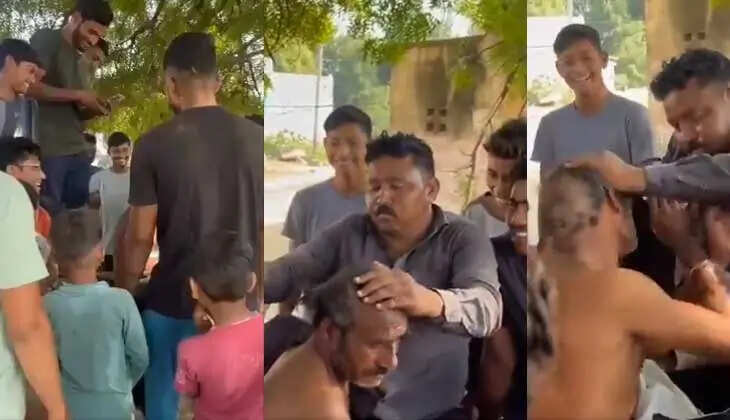 An Adivasi youth being assaulted in Uttar Pradesh