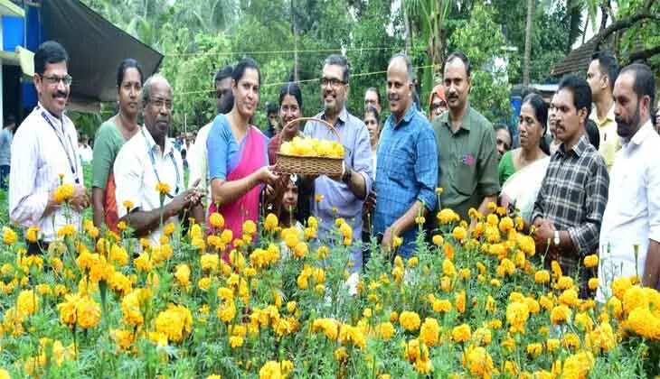 Alt Text: Minister M B Rajesh Inaugurates Flower Cultivation Project for Onam