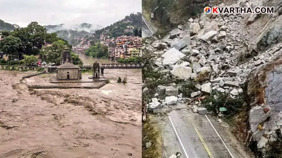 A street submerged in floodwaters in the districts of Jammu and Kashmir.