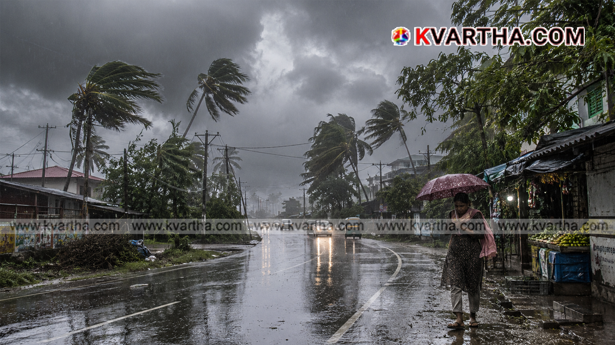 Representational image of rain clouds and weather warning in Kerala
