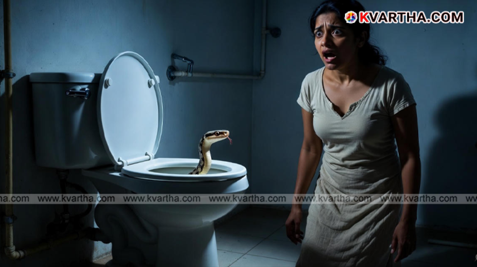  Snake emerging from a toilet bowl illustration