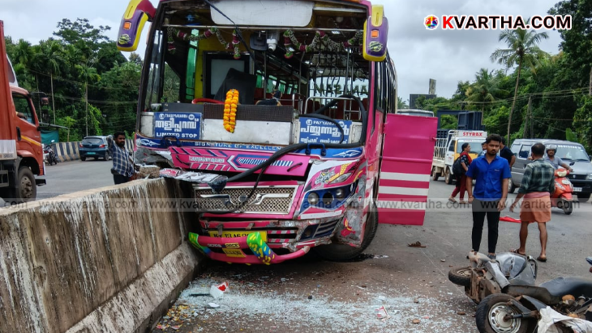 A private bus that met with an accident in Pariyaram.