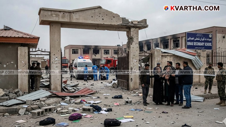 Destruction and rubble at a school in Minab after an Israeli airstrike.