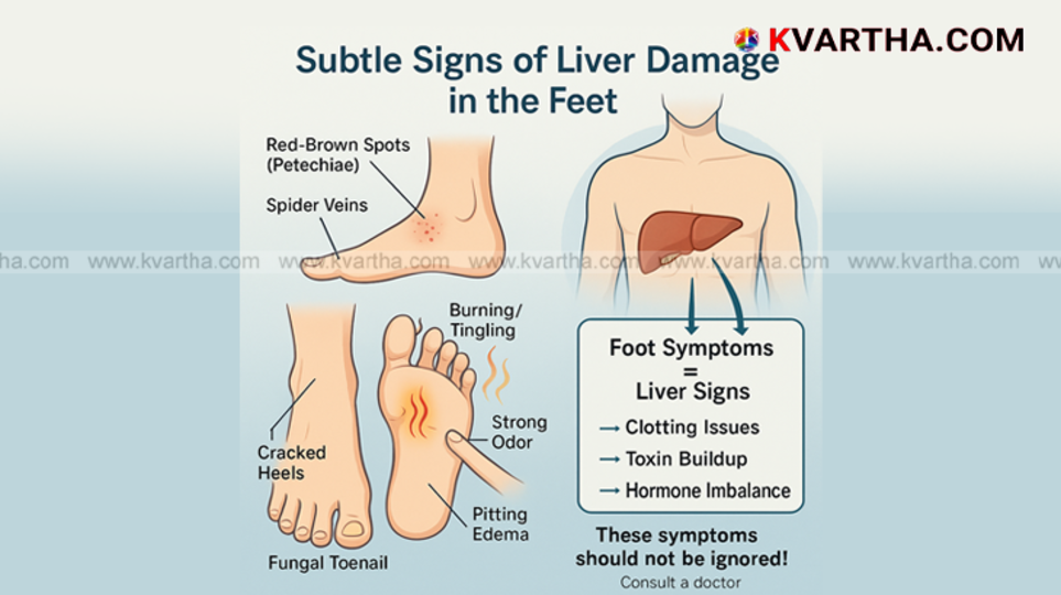 Close-up of human feet, highlighting potential signs of liver problems.