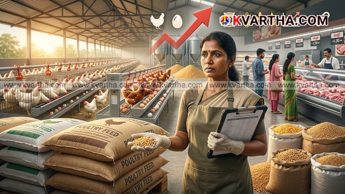 Conceptual image of poultry market and raw chicken