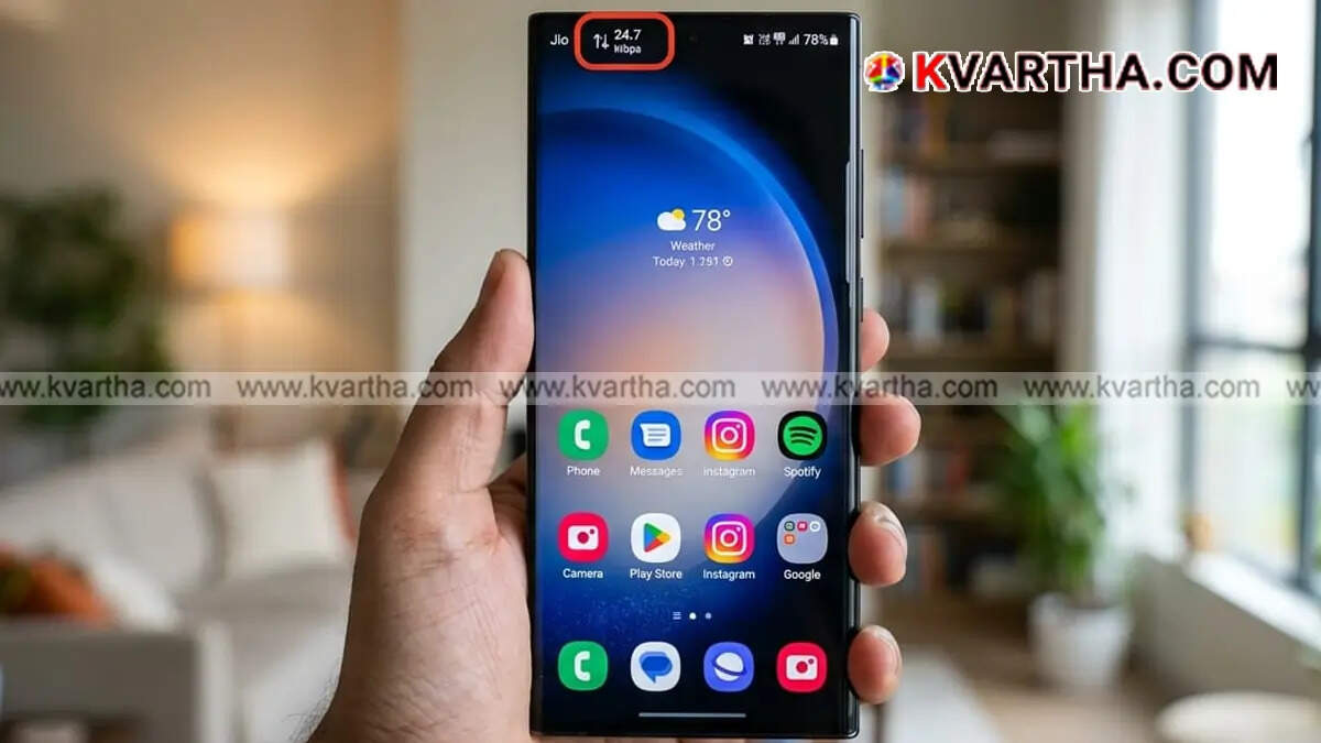 Internet speed indicator on a Samsung status bar