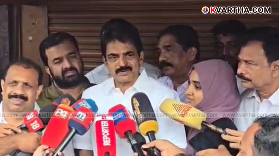 KC Venugopal speaking to the press in Kannur