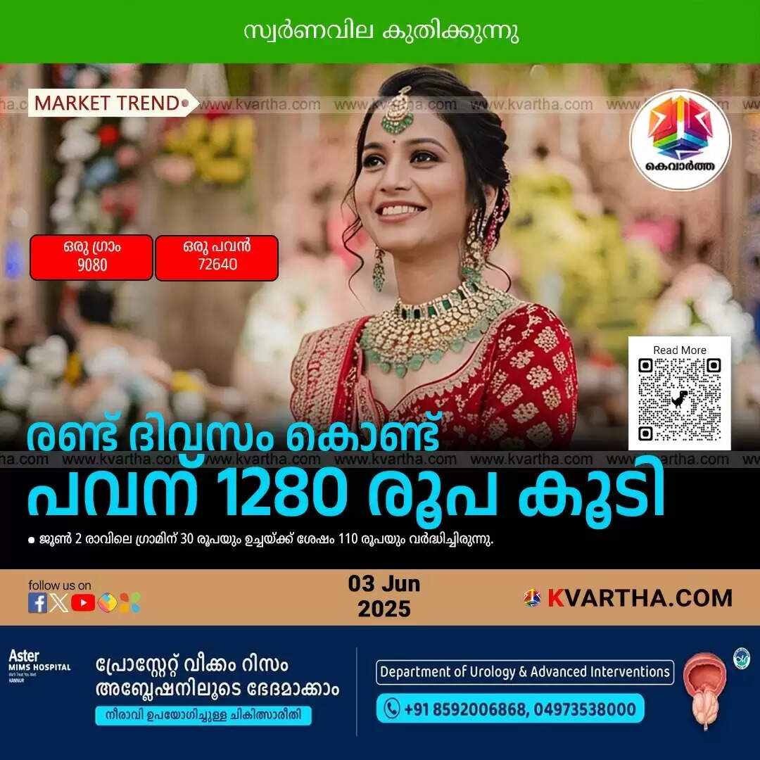 june gold price surge kerala 1280 rupee hike