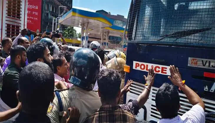 Clash at BJP's Collectorate March; Water Cannons Used on Protestors