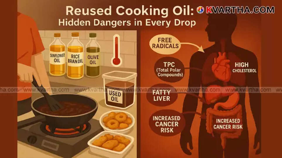 Reused cooking oil in a pan