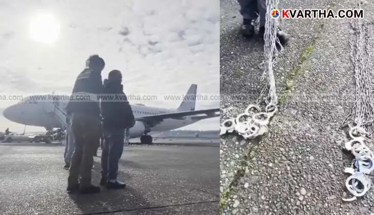 Shocking footage of deportations from America shows immigrants being transported with their hands and feet bound.