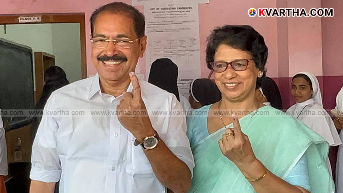 KPCC President Sunny Joseph speaking to media after casting vote