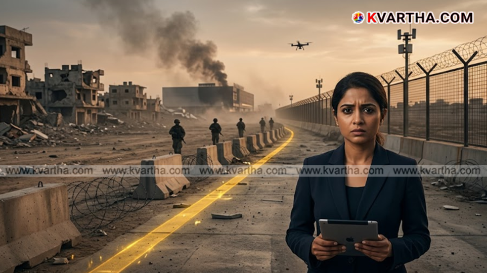 A symbolic view of the 'Yellow Line' concrete pillars and military deployments erected by Israel on the Gaza and Lebanese borders.&nbsp;