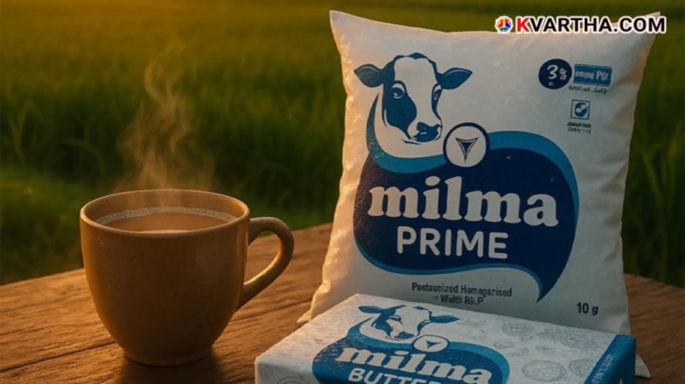 Stack of Milma milk packets.