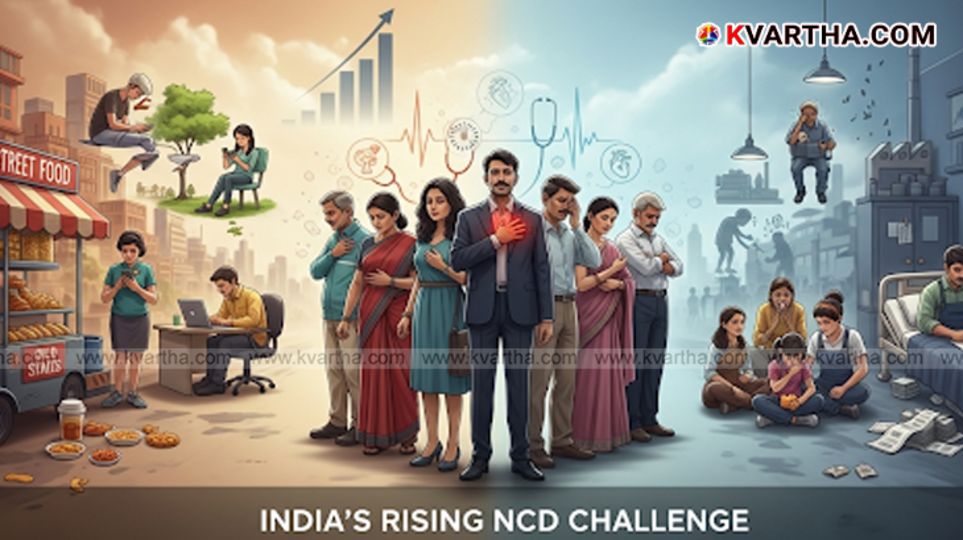 Illustrative image of lifestyle diseases impacting Indian health and economy.