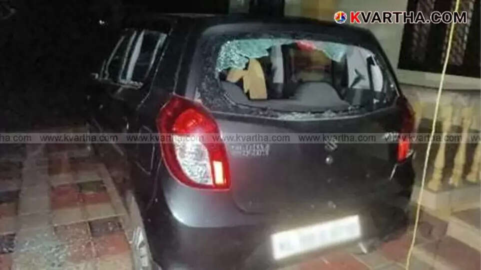Vandalized house and car of the grandson accused of assaulting his grandmother in Payyannur.