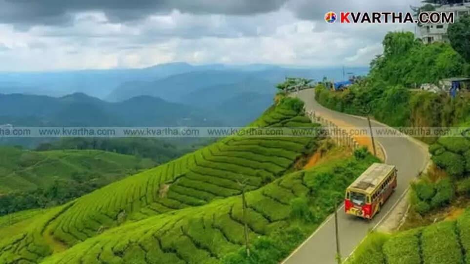 Scenic tea plantations in Munnar, Kerala.