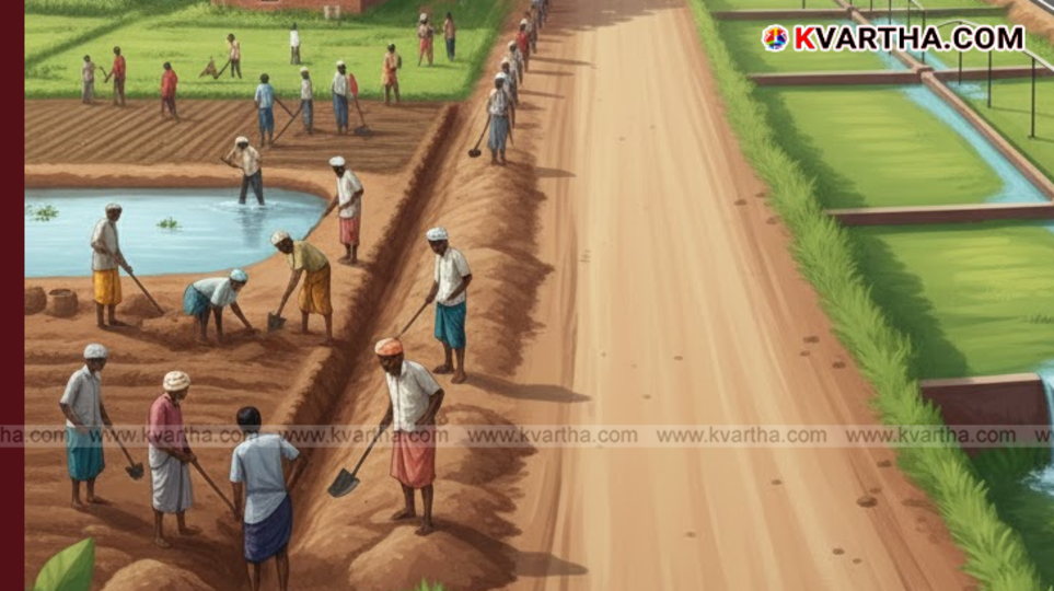 Rural workers in India under employment guarantee scheme.